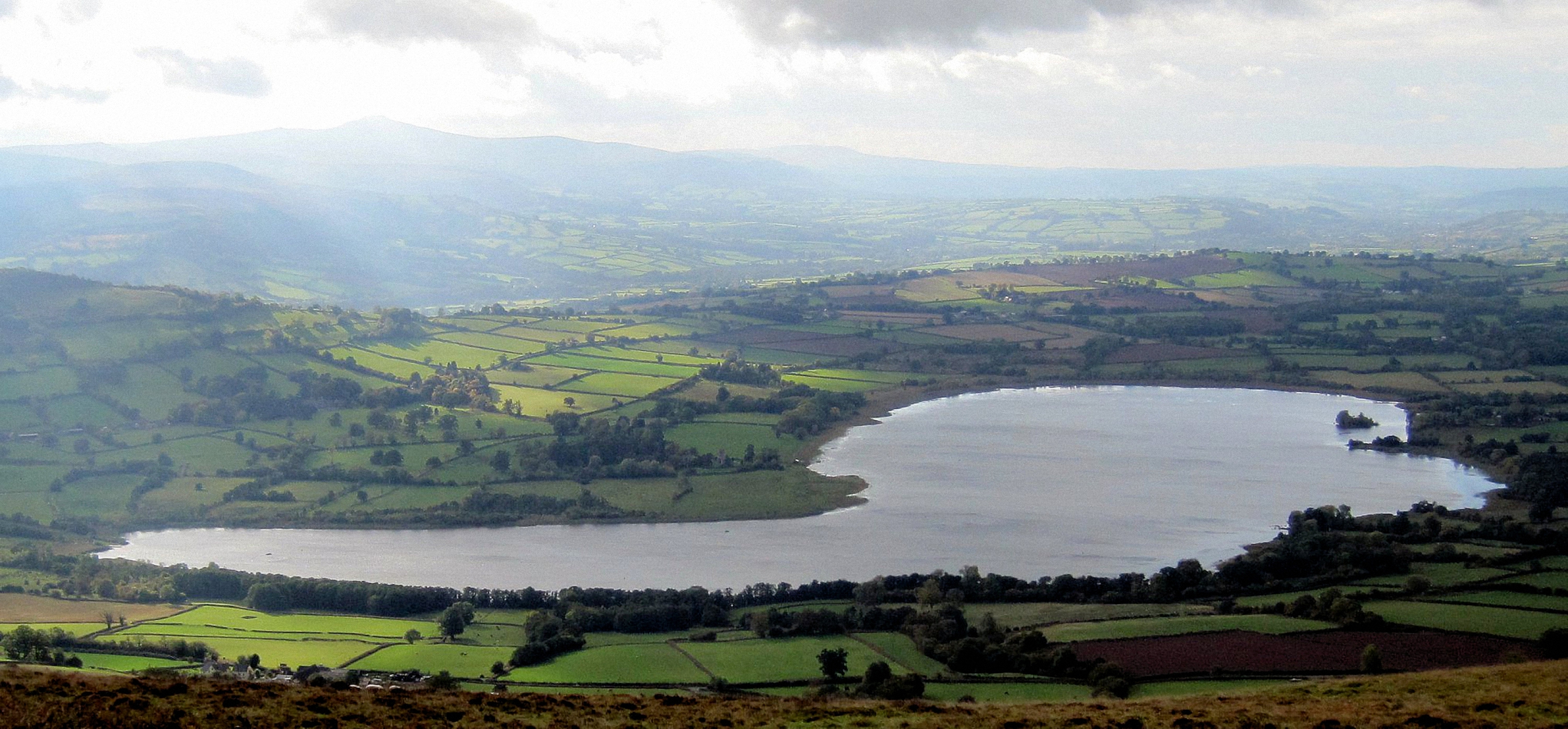 Looking down at Llangorse lake, Saturday lunch stop, Photo by Marian Parsons